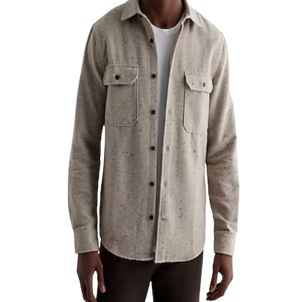 Express NWT beige double pocket button up flannel shirt jacket size S